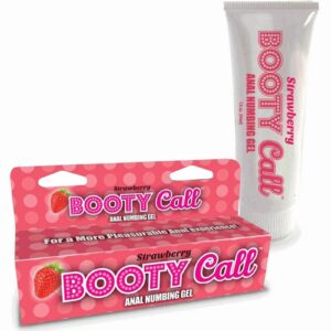 Booty Call Gel  Strawberry  1.5 ounces from Little Genie. For a More Pleasurable Anal Experience! Booty Call is a cool blue raspberry flavored anal numbing gel. The formulation relaxes the muscles and numbs the nerves for greater comfort during anal play.