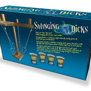 Swinging Dicks Hook and Ring Game from Little Genie. A swinging ring toss drinking game.  Adult game for 2 to 4 people. Find out who is the most skilled Swinging Dick at your next party! Swinging Dicks is an awesome high intensity party game of hand and e