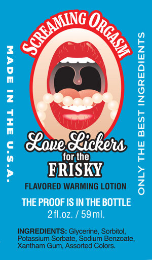 Love Lickers Screaming Orgasm Massage Oil 1.76 ounces. Fuzzy Navel Love Lickers Warming Massage Oil is recognized as the choice for intimate massages in bedrooms everywhere! Love Lickers edible warming oils for the frisky heat up your nights! 1.76 fluid o