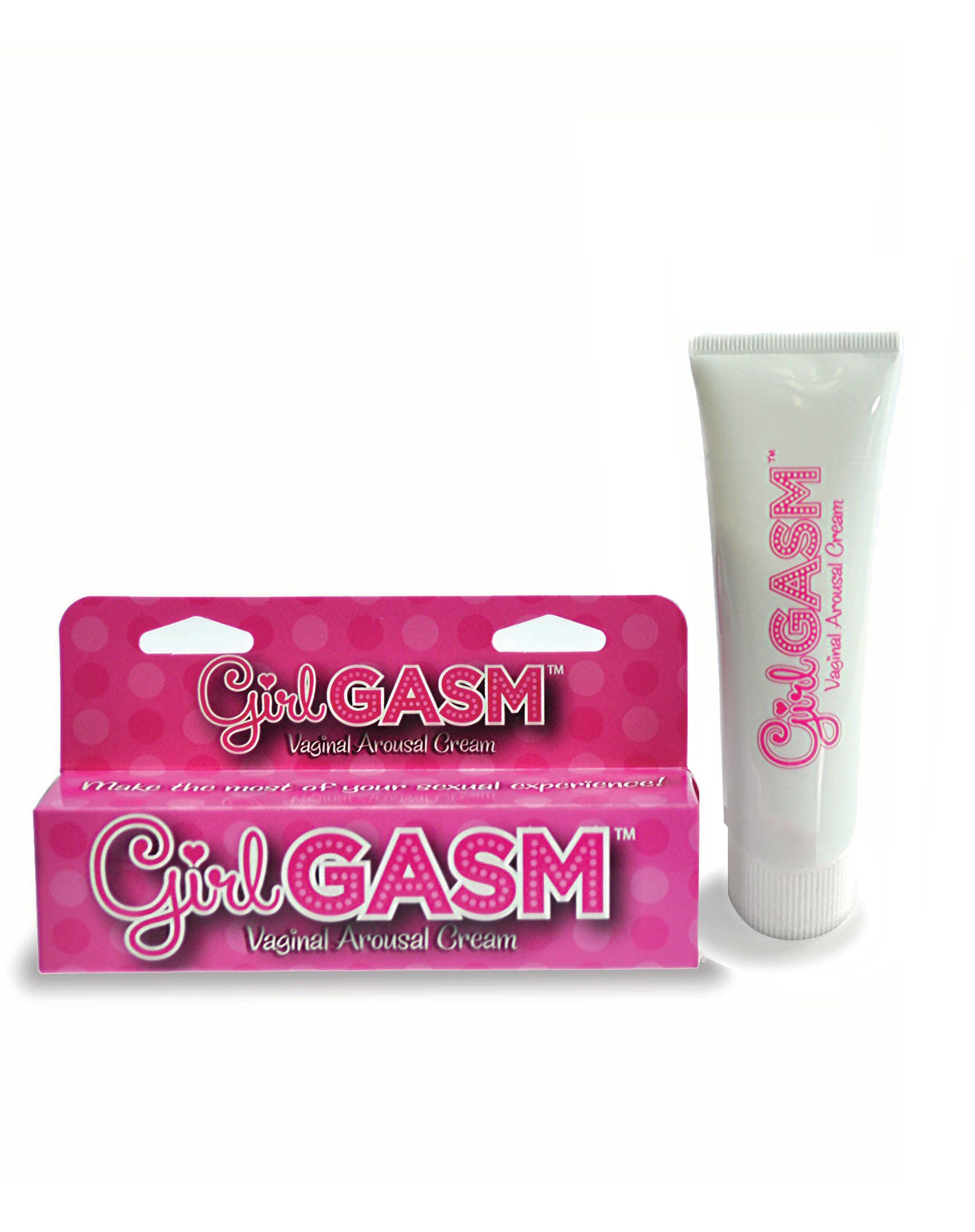 Girlgasm Vaginal Arousal Cream 1.5 ounces tube from Little Genie. Make the most of your sexual experience! Girlgasm vaginal arousal cream will make you feel more excited and aroused while also increasing wetness and pleasure for both you and your lover. F