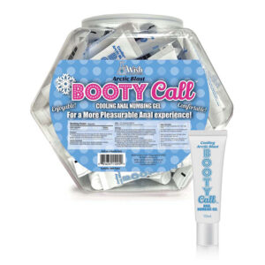 Booty Call Fishbowl 65 Pillow Packs Anal Numbing and Cooling Gel from Little Genie. Booty Call is a cooling and refreshing and anal numbing cream. The formulation relaxes the muscles and numbs the nerves for greater comfort during anal play. Safe to use w