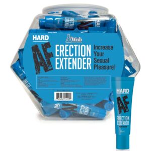 Hard AF Fishbowl 65 Pack Erection Cream 10ml e or .338 ounce. Hard AF Erection Cream erection enhancer for him. 1.5 ounces. Increase your sexual pleasure. Go the extra mile with Little Genieâs Hard AF Erection Enhancer. Hard AFâs special formulation