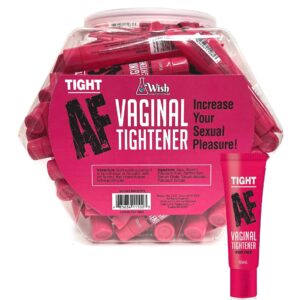 Tight AF Tightening Cream 65 Pack 10ml e or approximately .338 ounce Fishbowl display. Increase your sexual pleasure. Vaginal tightener for her. Tube contains 1.5 ounces. Enhance your sexual experience with Tight AF vaginal tightener. This specially formu