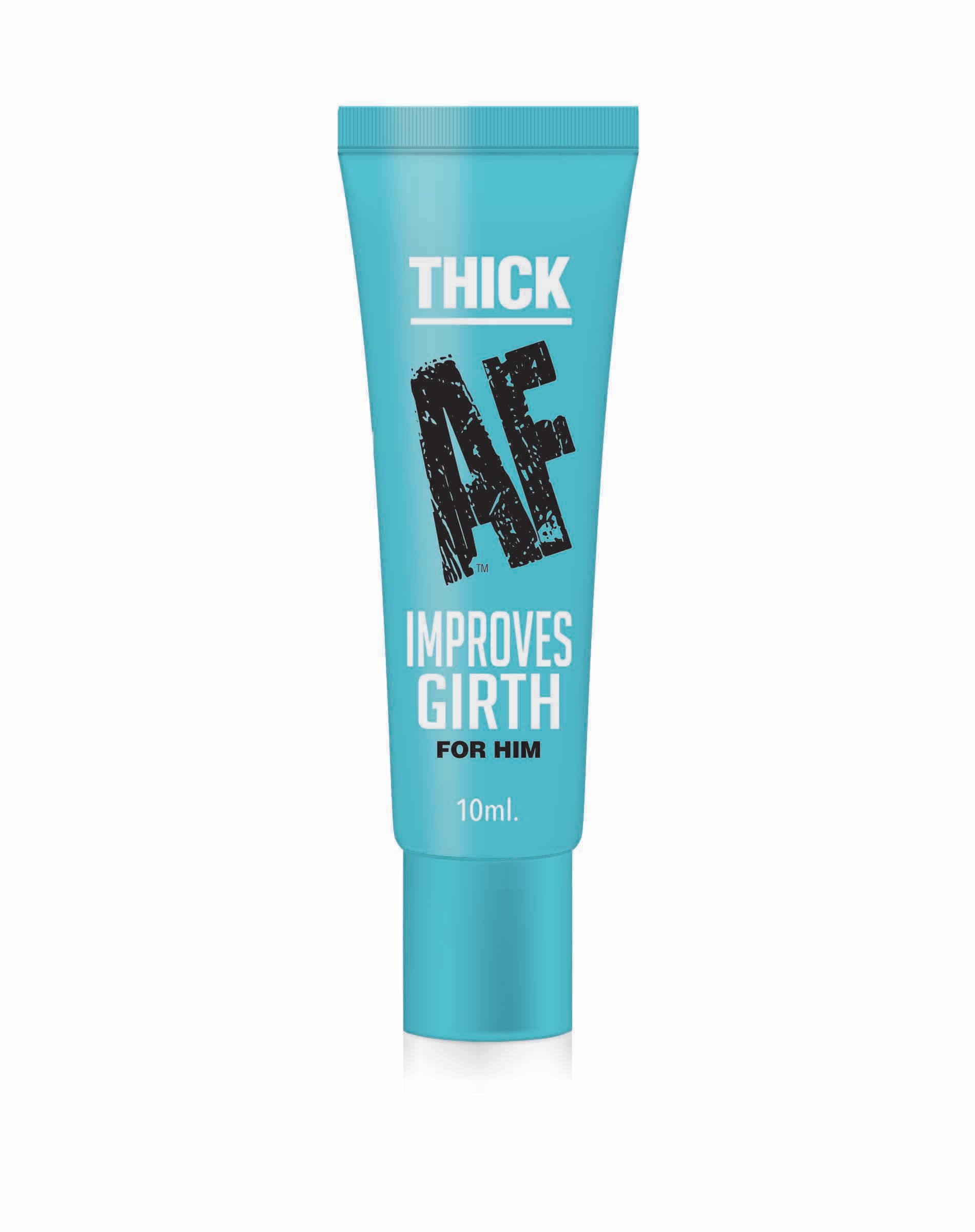 Thick AF Fishbowl 65 Pack Girth Cream for Him 10ml e or approximately .338 ounce. Thick AF increase your sexual power. Increase girth for him. Instructions: rub a generous amount of Thick AF lotion on to your penis and wait a couple of minutes. Enjoy a th