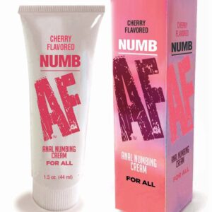 Numb AF Anal Desensitizer Gel Cherry 1.5 ounces from Little Genie Productions. Numb AF Cherry flavored is specially formulated to make your anal experience more pleasurable. Numb AF anal desensitizing gel gently numbs on contact creating a comfortable sen