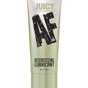 Juicy AF Desensitizing Gel Lube 4 fluid ounces from Little Genie. Juicy AF will make your anal experience more pleasurable. Juicy AF desensitizing gel gently numbs on contact creating a cool and comfortable sensation for anal play. For best results rub a