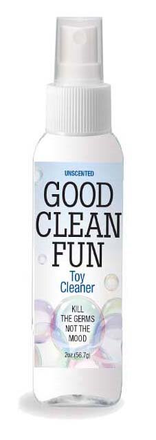 Good Clean Fun Unscented 2 fluid ounces Cleaner from Little Genie. Kills the germs not the mood. Active ingredient Benzalkonium Chloride 0.13%. Inactive ingredients: Citric Acid