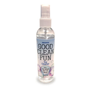 Good Clean Fun Unscented 4 fluid ounces Cleaner from Little Genie. Kill the germs not the mood. Good Clean Fun Toy Cleaner Spray is specially formulated to keep your personal pleasure products free of harmful germs and bacteria. Enjoy the lightly scented