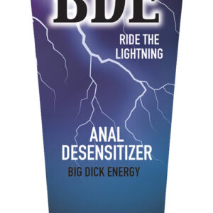 Big Dick Energy BDE Anal Desensitizer from Little Genie Productions. Big Dick Energy Anal Desensitizer is specially formulated to increase comfort and sexual pleasure during anal play. Enjoy an enhanced anal experience and Ride the Lightning with BDE Anal