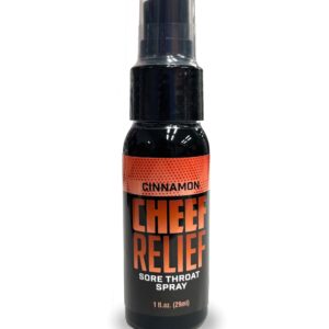 Cheef Relief Cinnamon Sore Throat Spray 1 fluid ounce from Little Genie Novelties. The ultimate solution for smokers seeking relief from dry cough and itchy throat. Our carefully crafted formula targets and relieves the pesky irritations associated with s
