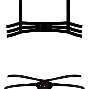 Glitz and Glam Bra and Thong Set Black L/XL from Magic Silk Lingerie. From the Exposed by Magic Silk Collection