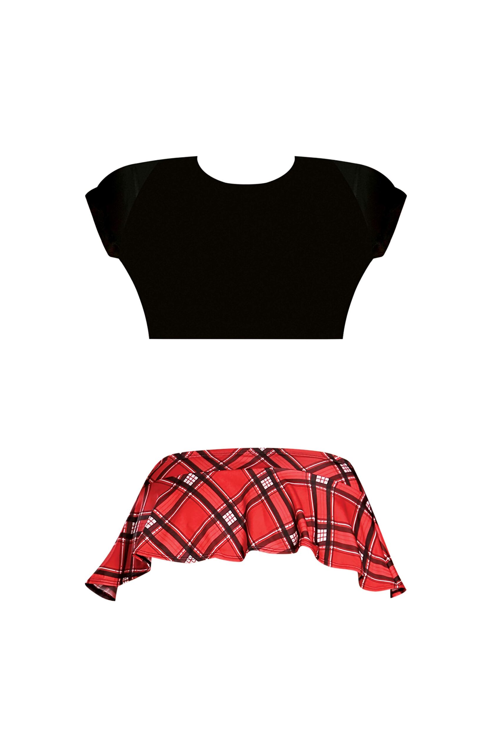 Campus Crush School Girl Red Plaid School Dress Up Costume Large from the Magic Silk Collection this style School Girl Costume includes: Lycra Top ties in front and features capped sleeves. Micro Mini Skirt has flutter hem and elastic waist. Playful white