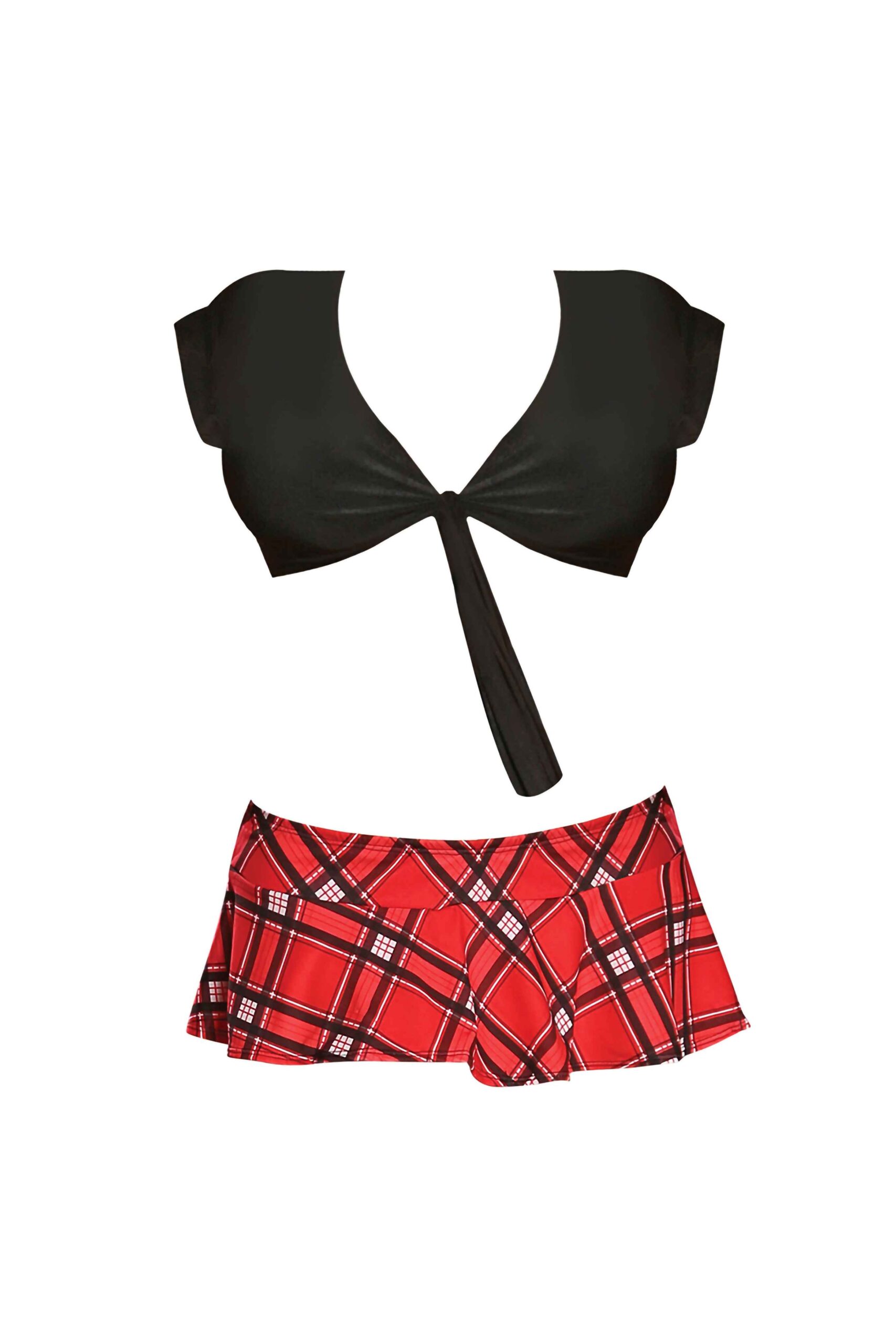 Campus Crush School Girl Red Plaid School Dress Up Costume Large from the Magic Silk Collection this style School Girl Costume includes: Lycra Top ties in front and features capped sleeves. Micro Mini Skirt has flutter hem and elastic waist. Playful white