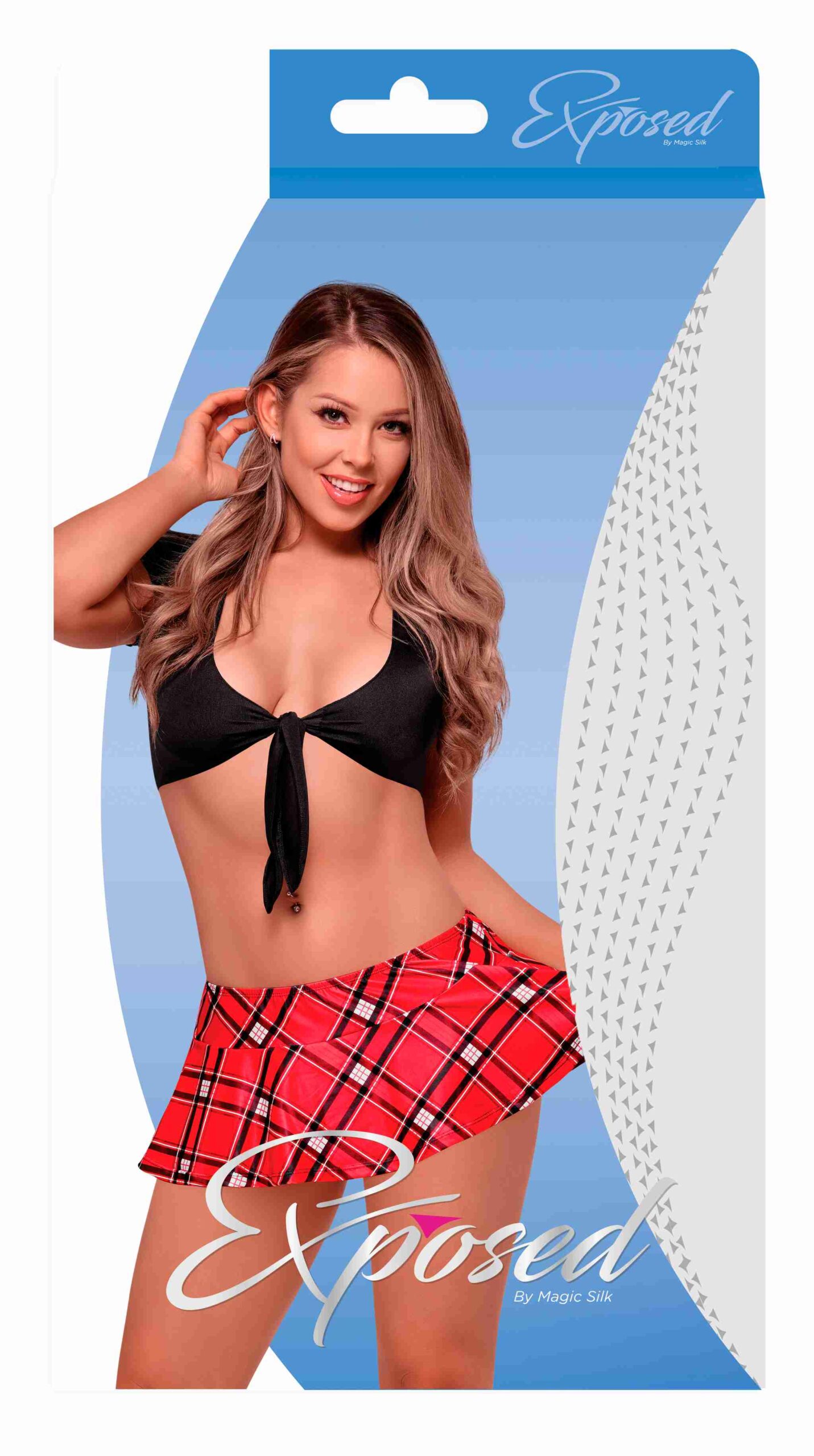 Campus Crush School Girl Red Plaid School Dress Up Costume Large from the Magic Silk Collection this style School Girl Costume includes: Lycra Top ties in front and features capped sleeves. Micro Mini Skirt has flutter hem and elastic waist. Playful white