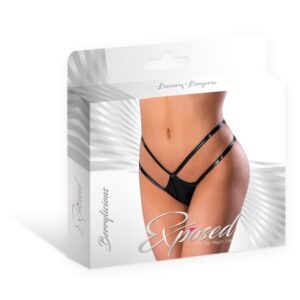 Liquid Onyx Crotchless Panty Black L/XL from Magic Silk Lingerie. From the Exposed by Magic Silk collection