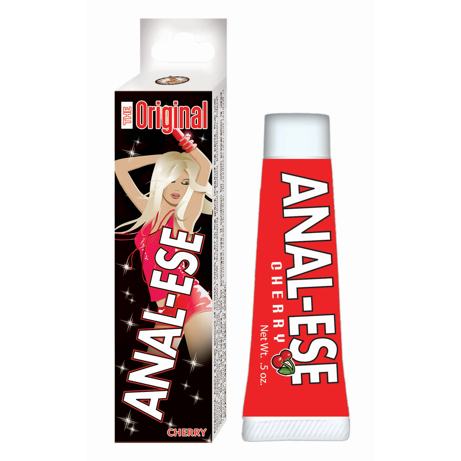 Anal Ese Cream Cherry .5 ounce Soft Packaging from Nasstoys of NY. The original Anal Ese Cream is available in a pretty non-graphic box .5 ounces tube. This adult product is great for all environments in non-graphic