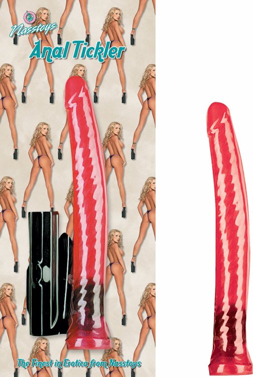 Anal Tickler Jelly Vibrator Pink from Nasstoys of NY. Slim serpentine 9 inches multiple speed anal vibrator with slim head for easy entry. Vibrator is powered by 2 AA batteries