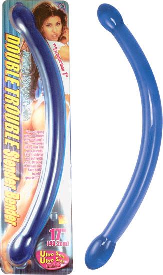 Double Trouble Slender Bender Blue Double Dong from Nasstoys of New York. 17 inches smooth