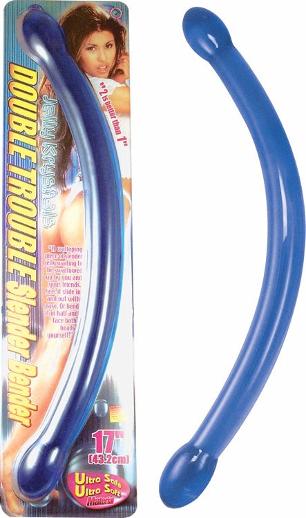 Double Trouble Slender Bender Blue Double Dong from Nasstoys of New York. 17 inches smooth