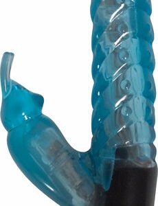 Jelly Mini Rabbit Vibro Wand Blue. The look of glass