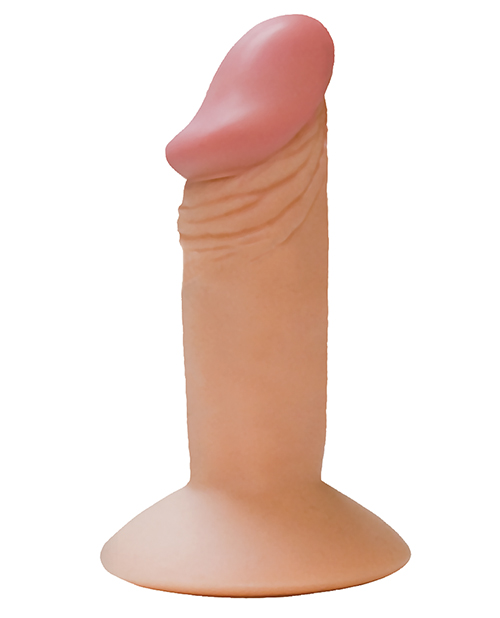 All American Mini Whopper 4 inches Beige for hands free solo play. Real skin super flexible dong with suction cup base. Mini whopper is made using body safe