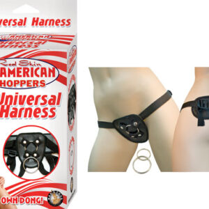 All American Whoppers Universal Harness Black from Nasstoys of New York. Add your own dong. Strap on harness fits any dong. Also compatible with all Nasstoys All American Whoppers and Lifelikes Dongs. Adjustable straps for a custom fit.  Two ring sizes in