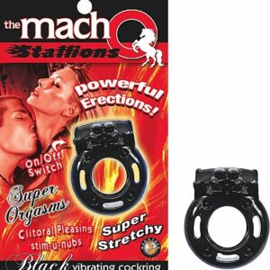 Macho Stallions Cock Ring for powerful erections. Easy to operate off and on switch. Super orgasms. Clitoral stimulating stim-u-nubs. Get hard