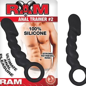 Nasstoys of New York Ram Anal Trainer #2 Black Probe 100% Silicone. Strong retrieval ring. Waterproof