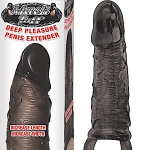 Mack Tuff Deep Pleasure Penis Extender Black from Nasstoys of New York features: increase length and width. Fits any size penis. Super stretchy. Made using phthalate free materials Thermoplastic Rubber TPR. Size 6.5 inches stretches to fit most men.