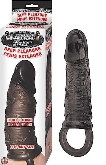 Mack Tuff Deep Pleasure Penis Extender Black from Nasstoys of New York features: increase length and width. Fits any size penis. Super stretchy. Made using phthalate free materials Thermoplastic Rubber TPR. Size 6.5 inches stretches to fit most men.
