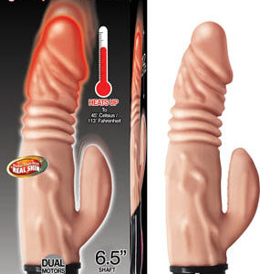 Natural Real Skin Hot Cock Jackhammer Beige Vibrator from Nasstoys of New York. Features vibrator heats up to 45 degrees Celsius or 113 degrees Fahrenheit. Dual motors. 12 up and down functions. 12 rotating functions. Made using body safe materials Better