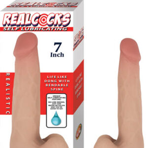 Real Cocks Self Lubricating 7 inches Dildo from Nasstoys of New York. Features Self lubricating feature lasts for 40 uses. Realistic feel. Bendable inner spine. Veined texture for added sensation. Harness compatible with suction cup base. Phthalates free.