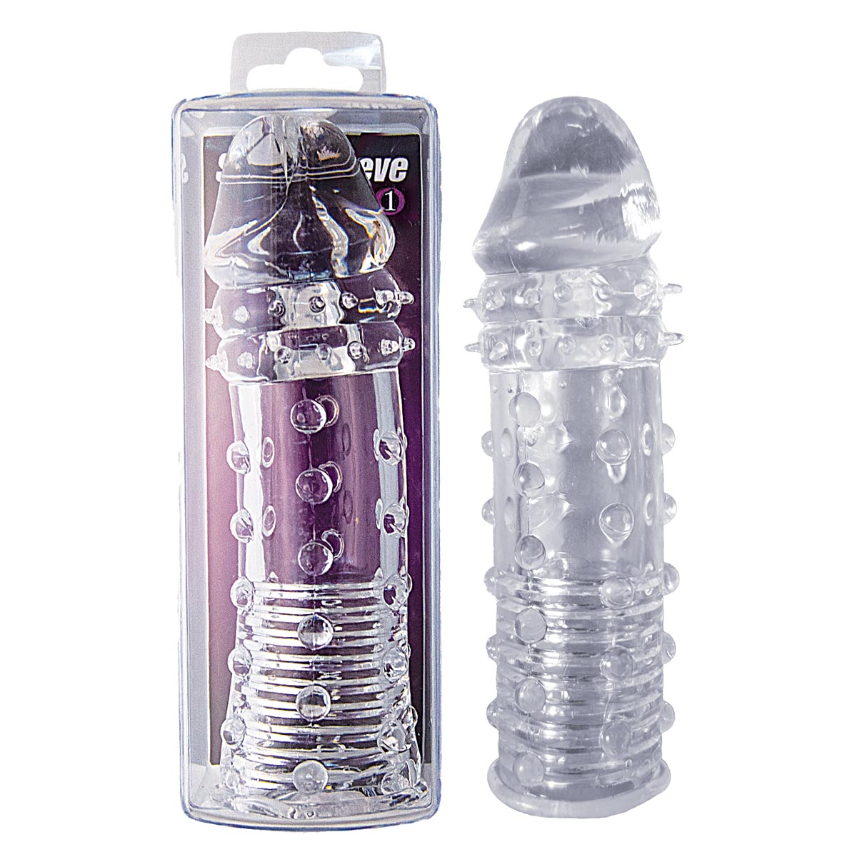 Super Sleeve 1 Clear from Nasstoys of New York. Add both girth and length instantly. Last longer. Extra stimulation and pleasure. Waterproof non-vibrating penis sleeve. Phthalates free body safe material Thermoplastic Elastomers TPE. Size length 6 inches.