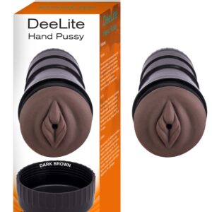 Dee Lite Hand Pussy Dark Brown from Nasstoys of New York. DeeLite  Strokers are the discreet way to pleasure your penis!  Each tunnel is uniquely textured