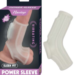 Vibrating Power Sleeve Sleek Fit White Ultimate Vibrating Penis Enhancer from Nasstoys of New York.  Instantly add an extra 45% of girth to your erection with the Vibrating Sleek Fit Power Sleeve so you can really fill your lover. this performance enhance