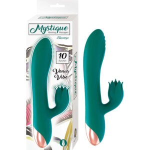 Mystique Venus Vibe Green Vibrating Massager from Nasstoys of New York. A Vibrator that truly aims to please. The Nasstoys Mystique Vibrating Massagers Venus Vibe will delight your senses and ignite your desires. A girthy