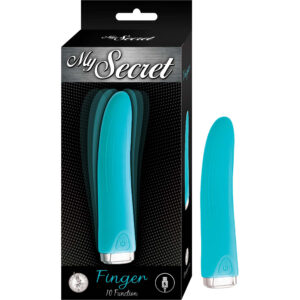 My Secret Finger Vibrator Aqua Blue from Nasstoys of New York. Finger shaped bullet style vibrator. My Secret Finger is your intimate companion