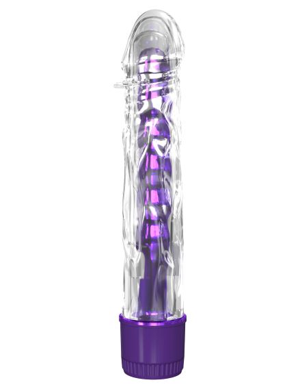 Classix Mr. Twister Purple Metallic Vibe with Thermoplastic Elastomers Sleeve from Pipedream Products. With his crystal clear sleeve and shiny metallic insides