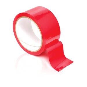 Fetish Fantasy Series Pleasure Tape Red from Pipedream Products. Lets you put your lover in a sticky situation with this non-sticky bondage tape. This shiny PVC tape only sticks to itself