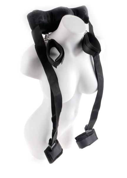 Fetish Fantasy Series Position Master With Cuffs from Pipedream Products. Let your imagination take you beyond your physical limits with the Position Master with Cuffs. The sturdy straps hold your legs firmly in place so they do not tire just when things