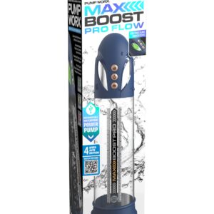 Max Boost Pro Flow Blue Clear Rechargeable Power Pump from Pipedream Products. Elevate Your Performance and Reclaim Confidence! Experience the power of automatic results while potentially unleashing stronger