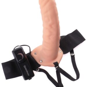 Fetish Fantasy Series 8 inches Vibrating Hollow Strap On Flesh Light Skin Tone from Pipedream Products. Have not you always wanted to hang with the big dogs and feel more confident about your size? Your lover knows that size does matter
