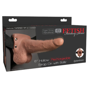 Fetish Fantasy 6 inches Hollow Rechargeable Strap On with Remote Control Medium Skin Tone Tan from Pipedream Products. Have you always wanted to feel more confident about your size and enjoy satisfying sex with your partner long enough for both of you to