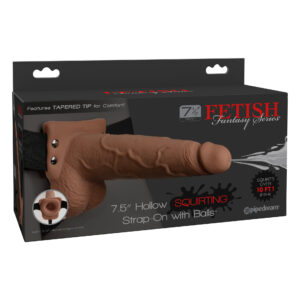 Fetish Fantasy 7.5 inches Hollow Squirting Strap On with Balls Medium Skin Tone Tan from Pipedream Products. Now you can create the sensation of an ejaculating penis and feel more confident about your size. Enjoy satisfying sex with your partner long enou