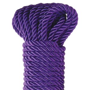 Fetish Fantasy Series Deluxe Silky Rope Purple 32 feet long from Pipedream Products. You do not have to be an expert to enjoy the pleasure of Japanese style bondage play when you use the super soft and silky Deluxe Silky Rope. It is ideal for those who si