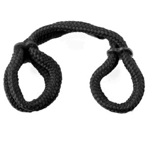 Fetish Fantasy Silk Rope Love Cuffs Black from Pipedream Products. Now you can enjoy the ancient art of Japanese bondage without having to be an expert! These Silk Rope Love Cuffs make rope style bondage play fun and easy for beginners. Just slide the pla