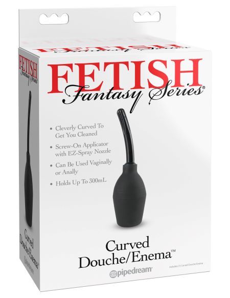 Fetish Fantasy Series Curved Douche/Enema Black from Pipedream Products. Getting cleaned has never been such dirty fun with the Curved Douche/Enema system! Designed to be pleasurable and practical