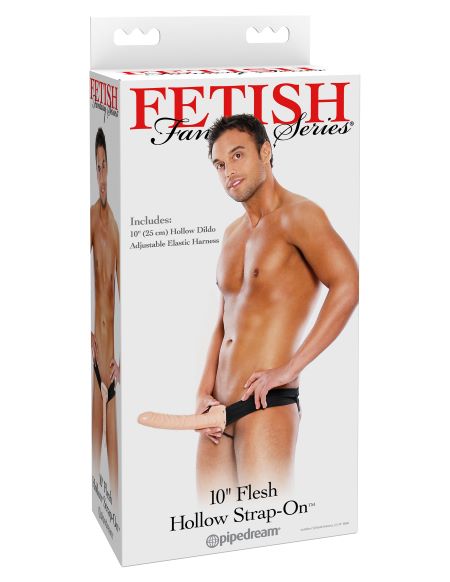 Fetish Fantasy Series 10 inches Flesh Light Skin Tone Hollow Strap On from Pipedream Products. Have not you always wanted to hang with the big dawgs and feel more confident about your size? Your lover knows that size does matter