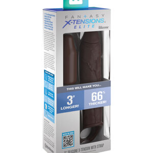 Fantasy X-Tensions Elite 7 inches Extension with Strap Brown from Pipedream Products. Instantly transform your penis into a pleasure machine with Fantasy X-tensions Elite! Made from ultra hygienic Elite Silicone