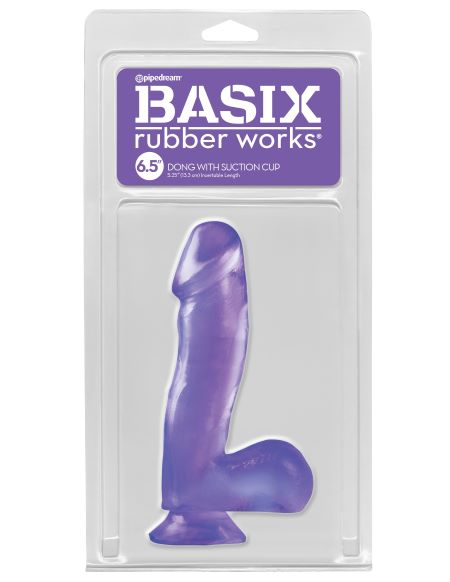 Basix Rubber Works Purple 6.5 inches Ballsy Dong with Suction Cup base from Pipedream Products. Dong is the perfect size for pleasure anytime. Great for beginners and experts alike